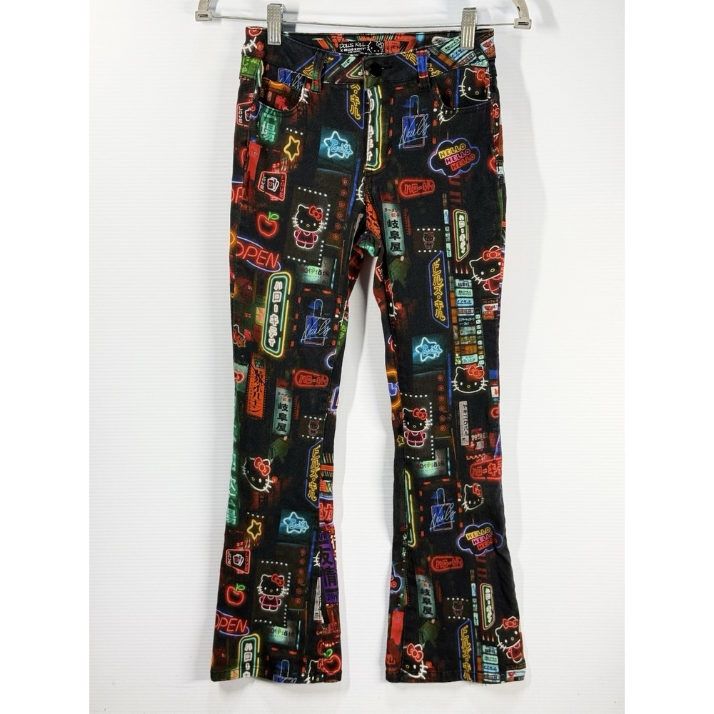 Hello Kitty X Dolls Kill Pixel City Jeans Size XS Neon Sign Sanrio Tokyo Kawaii